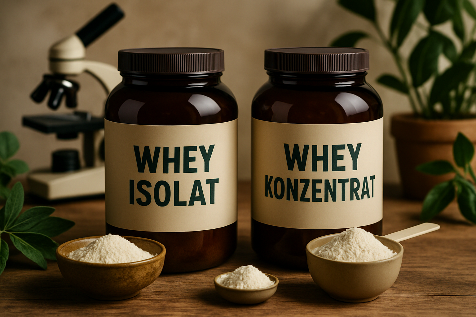 Direkter Vergleich von Whey Protein Isolat und Konzentrat mit Nährwerten und Unterschieden